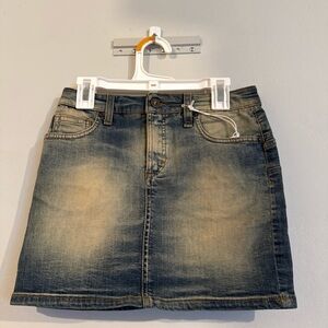 NWT Fiorucci Denim Mini Skirt Dark Wash Denim Italy Size 38 (US Size 24)